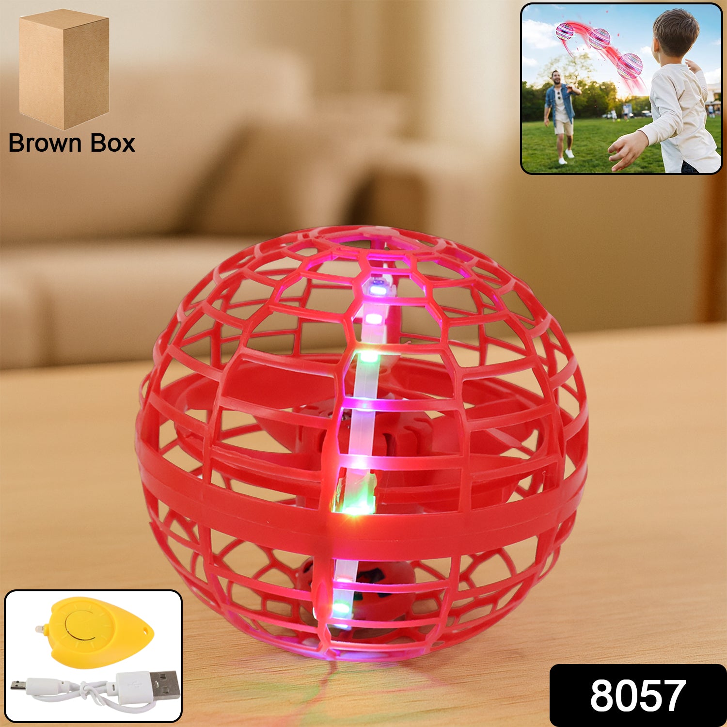 Flying Ball Toys, USB Rechargeable Built-in RGB Lights 360°Rotating Magic Controller - Image 2