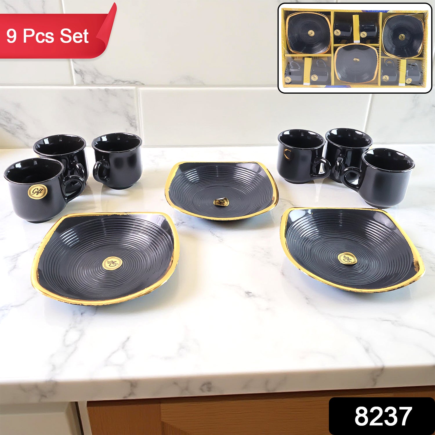 Sweet Buzz 9-Piece Seashell Ceramic Cup Set – Ideal for Home & Gifts - Image 2