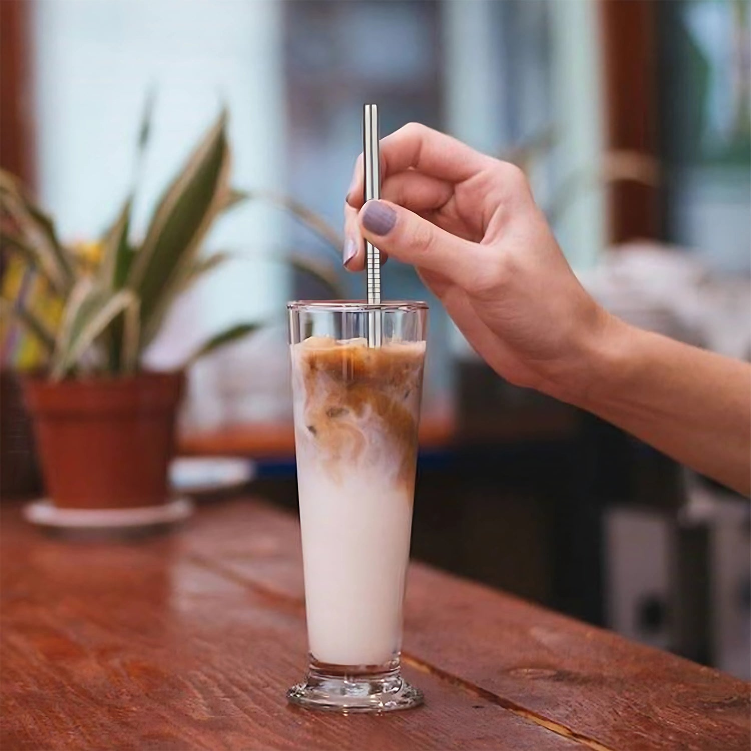 Set of 4 Stainless Steel Straws & Brush (2 Straight straws, 2 Bent straws, 1 Brush) - Image 6